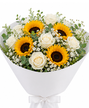 Sunshine & Roses Wrap wrapped bouquet 