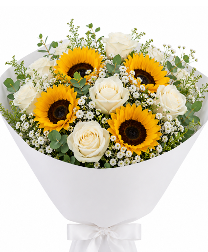 Sunshine & Roses Wrap wrapped bouquet 