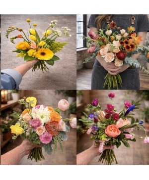 Urban Country Seasonal  Hand- tied wrapped inPaper Designer's Choice