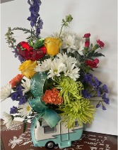 VACATION'S OVER   FLORAL CAMPER 