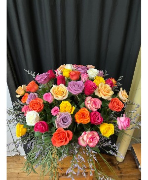 Valentine Rainbow 4 Dozen Rose Arrangement