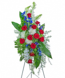 Valiant Honor Standing Spray Funeral Arrangement