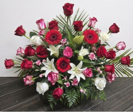 Velvet Hearts Tribute Sympathy Basket