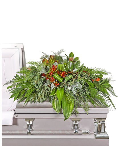 Verdant Farewell Casket Spray Flower Arrangement