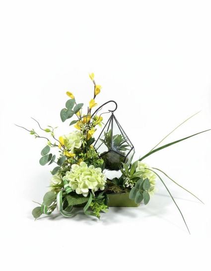Verdant Haven Terrarium Centerpiece SA-102 Silk Arrangement