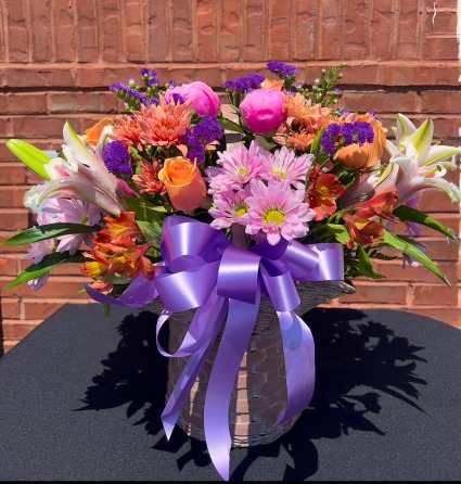 Vibrant blooming basket  