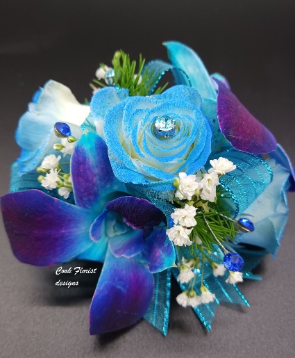 Vibrant Blue  Wrist Corsage 