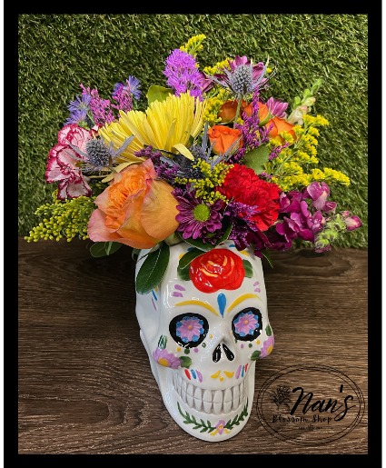Vibrant Celebration Ceramic Skull