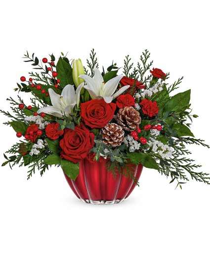 Vibrant Christmas Centerpiece Glass bowl pearlescent finish