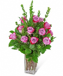 Vibrant Lavender Roses (12) Flower Arrangement 