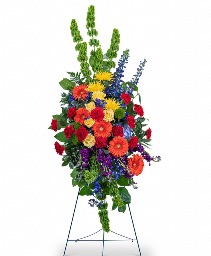 Vibrant Life Standing Spray Funeral Arrangement