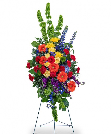 Vibrant Life Standing Spray Funeral Arrangement
