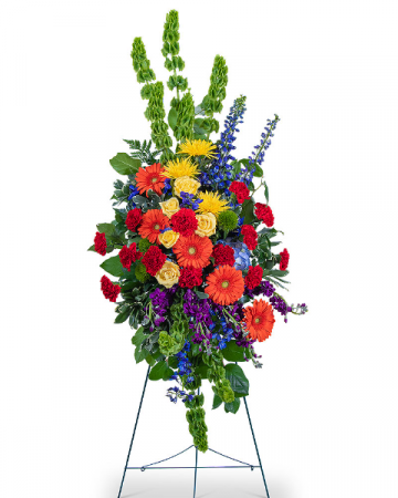 Vibrant Life Standing Spray Sympathy Arrangement