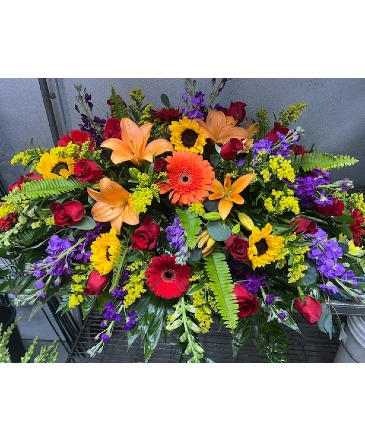 Vibrant Mix Casket Spray in Hillsborough, NC | Flower Patch