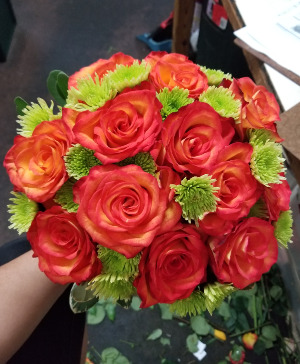 Vibrant Orange and Green Bouquet Bridal Bouquet
