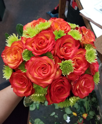 Vibrant Orange and Green Bouquet Bridal Bouquet