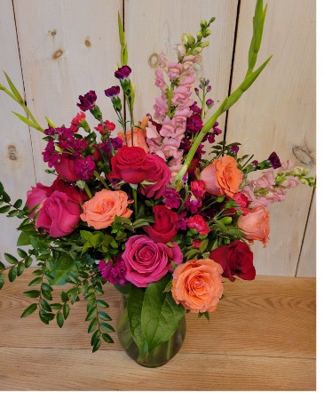 Vibrant Roses Vase Arrangement in Ithaca, NY | BUSINESS IS BLOOMING