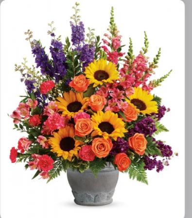 Vibrant Urn Funeral Flowers
