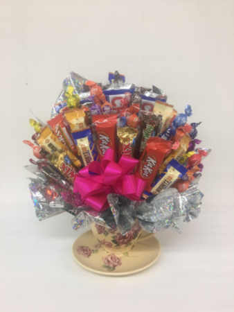 Victorian teacup candy bouquet 