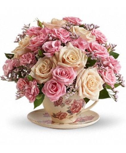 VICTORIAN TEACUP FLOWER ARRANGEMENT