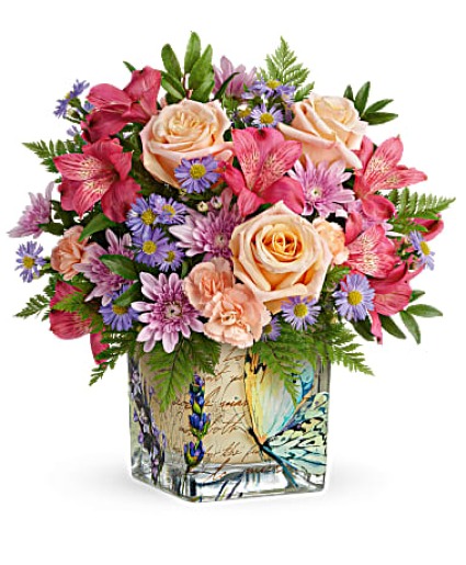 VINTAGE BUTTERFLY FLOWER ARRANGEMENT