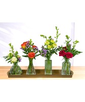Whimsical Vintage Table Topper   Glass Vases & Tray