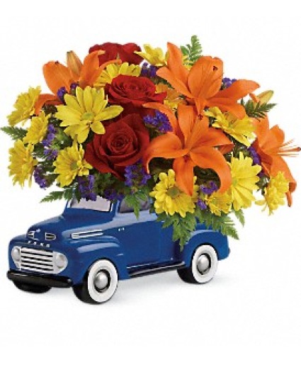 VINTAGE FORD TRUCK FLOWER ARRANGEMENT