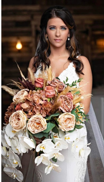 vintage Harvest  cascading bridal bouquet