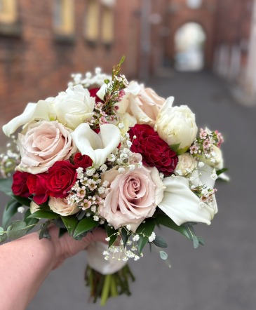 Vintage Red Wedding Bouquet in Medina, NY | CREEKSIDE FLORAL AND DESIGN