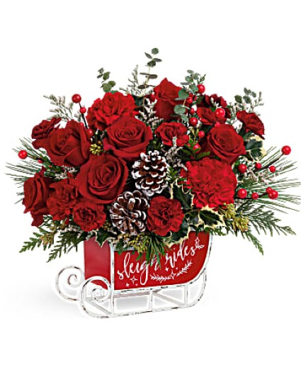 Vintage Sleigh Ride by Teleflora vintage metal sleigh