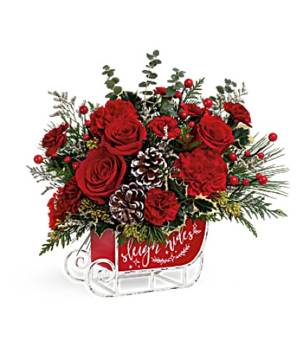 Vintage Sleigh Ride Christmas Flowers