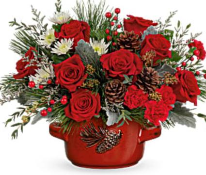 Vintage Stoneware Holiday  Holdiay Flowers