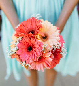 Vivid Coral  Bridesmaid Bouquet in Riverside, CA | Willow Branch Florist of Riverside