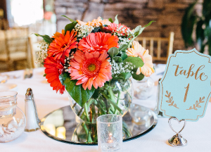 Vivid Coral  Wedding centerpieces