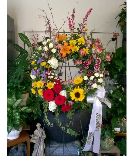 Vivid Garden Wreath Funneral Wreath
