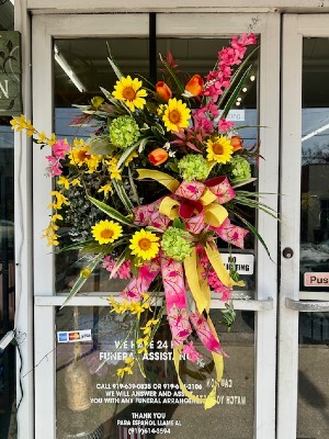 Vivid hues outdoor  silk wreath