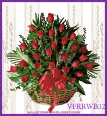 Vogue's Red Roses Basket Basket Arrangement
