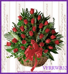 Vogue's Red Roses Basket Basket Arrangement
