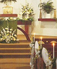 Wedding Cermony Flowers Altar/Podium/Garland/Pews in Palm Harbor, FL | Petals Florist