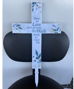 "Walk Beside Us " Solar Cross Stake Garden Stake