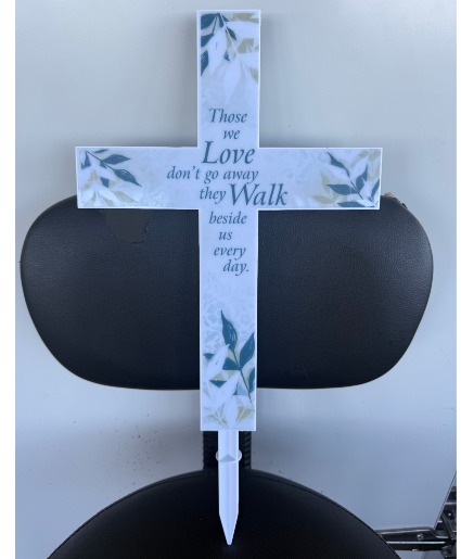 "Walk Beside Us " Solar Cross Stake Garden Stake