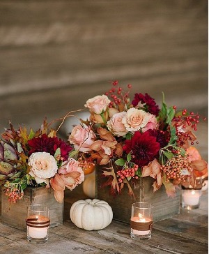 Warm Autumn Wedding  Event Centerpieces 