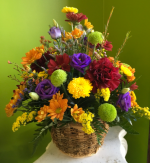Warm Fall Greetings Basket Arrangement