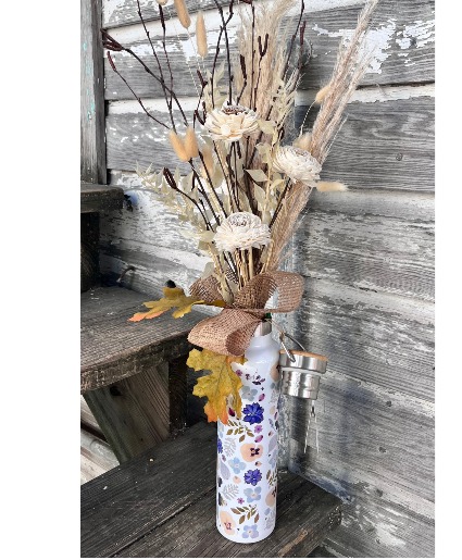 Water Bottle of Dried Flowers Dried Floral Arrangement