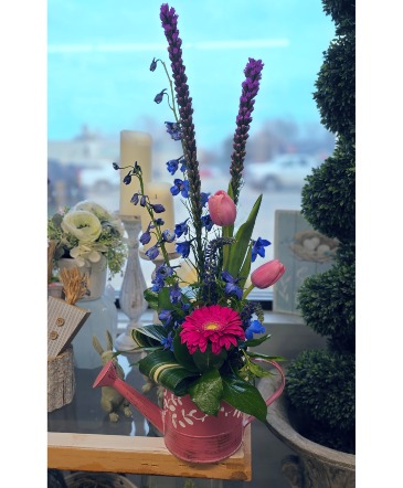 Watering Can Delight Fresh Arrangement in Bolivar, MO | The Flower Patch & More