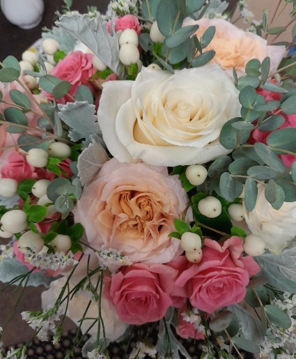 Watermelon and Peach Handheld Bridal Bouquet