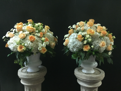 Wedding Pillar arrangements 
