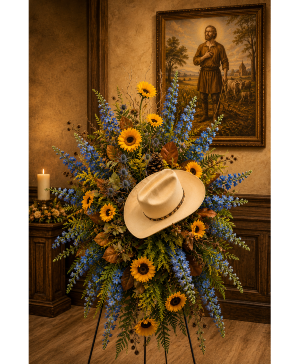 Western Legacy Standing Spray Call Us for Faster Service & Daily Specials: (915) 303-8500 Text Us to Order Anytime: (915) 505-3708 Your trusted source for Flowers & Delivery in El Paso TX 