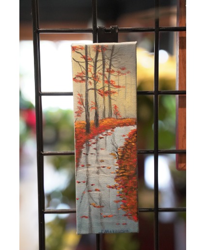 Wet Pavement in Fall  Acrylic on Canvas 