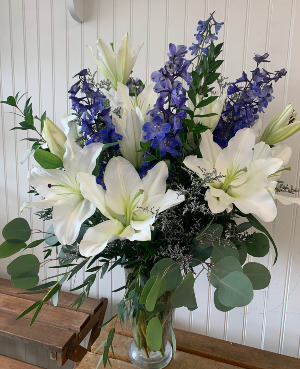 White and Blue Elegance Vase Arrangement